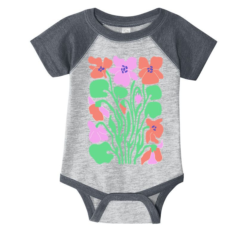 Retro Boho Flowers Floral Pattern Infant Baby Jersey Bodysuit