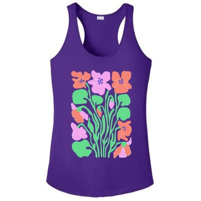 Retro Boho Flowers Floral Pattern Ladies PosiCharge Competitor Racerback Tank