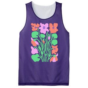 Retro Boho Flowers Floral Pattern Mesh Reversible Basketball Jersey Tank