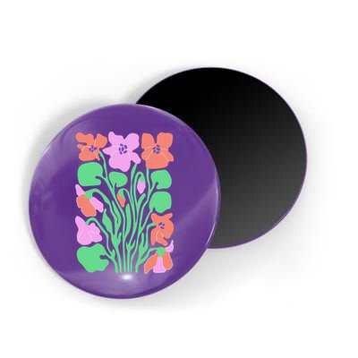 Retro Boho Flowers Floral Pattern Magnet