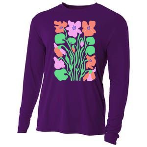 Retro Boho Flowers Floral Pattern Cooling Performance Long Sleeve Crew