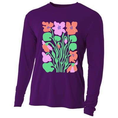 Retro Boho Flowers Floral Pattern Cooling Performance Long Sleeve Crew