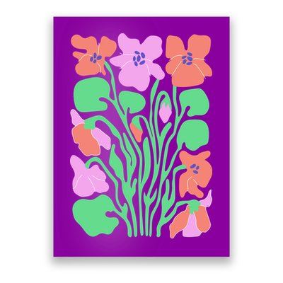 Retro Boho Flowers Floral Pattern Poster
