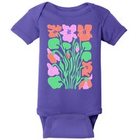 Retro Boho Flowers Floral Pattern Baby Bodysuit