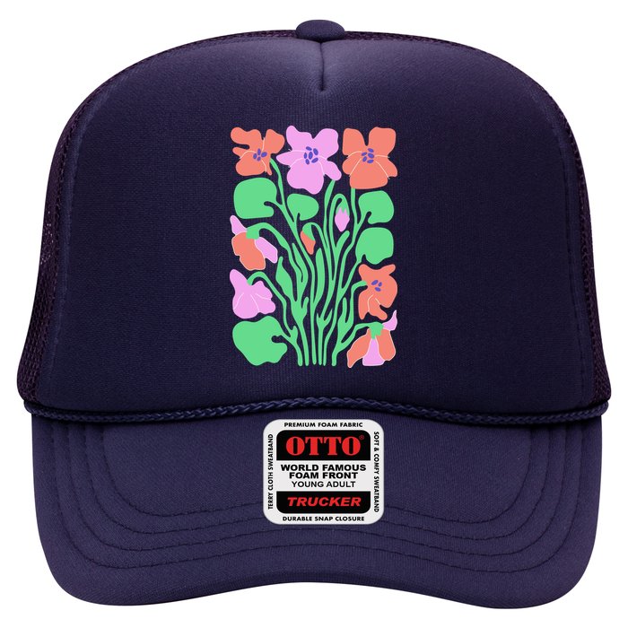 Retro Boho Flowers Floral Pattern Trucker Hat