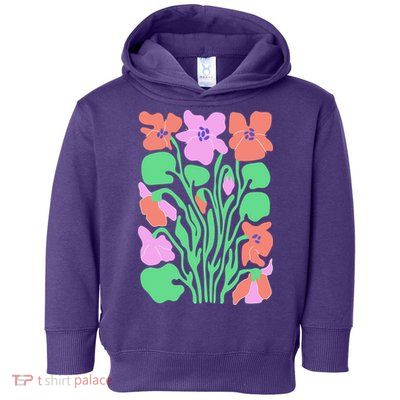 Retro Boho Flowers Floral Pattern Toddler Hoodie