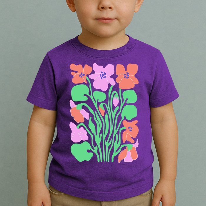 Retro Boho Flowers Floral Pattern Toddler T-Shirt