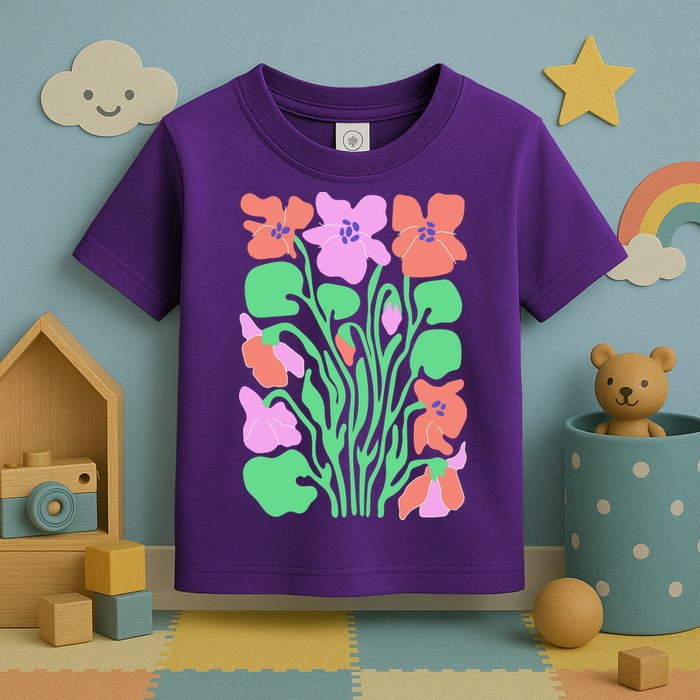 Retro Boho Flowers Floral Pattern Toddler T-Shirt