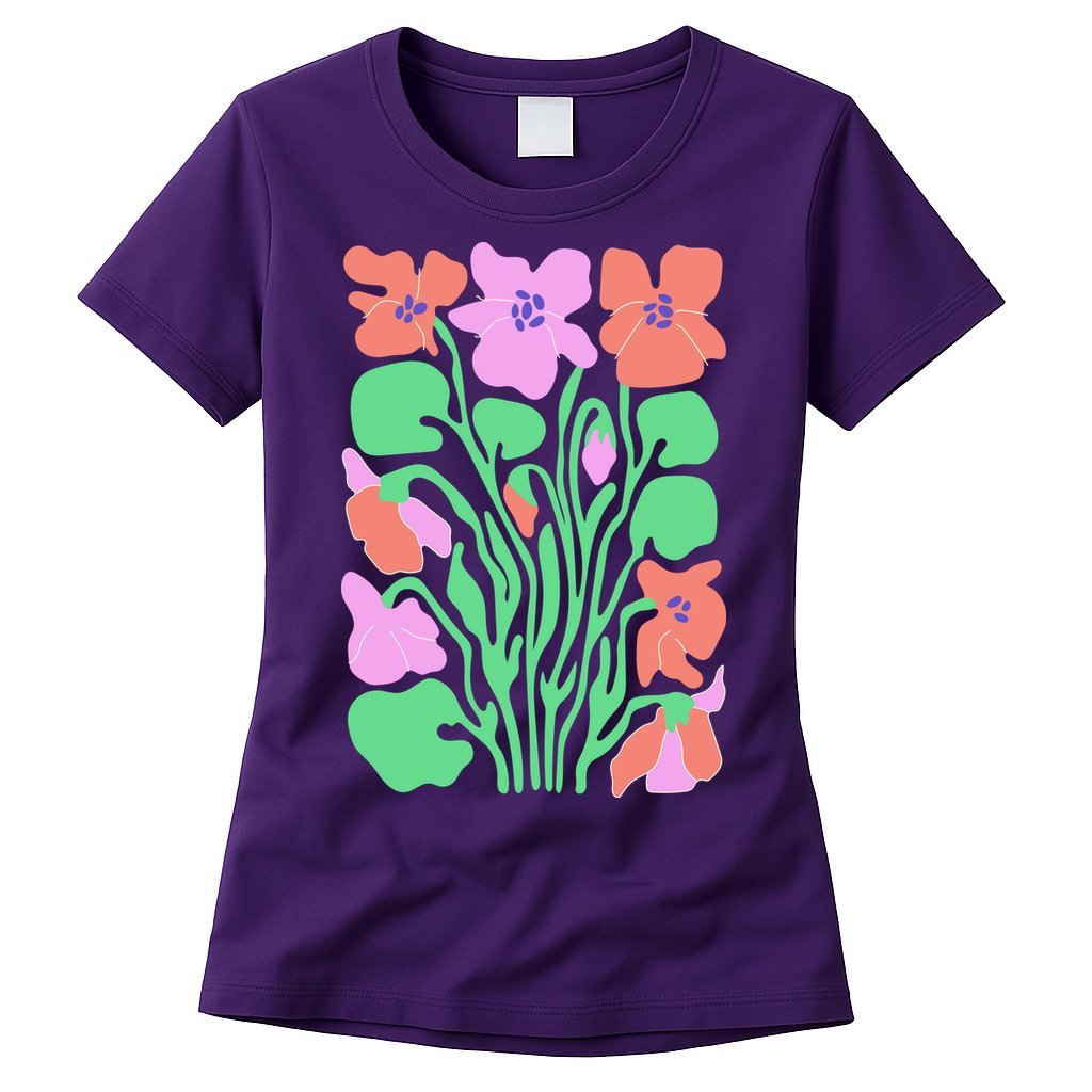 Retro Boho Flowers Floral Pattern Womens T-Shirt