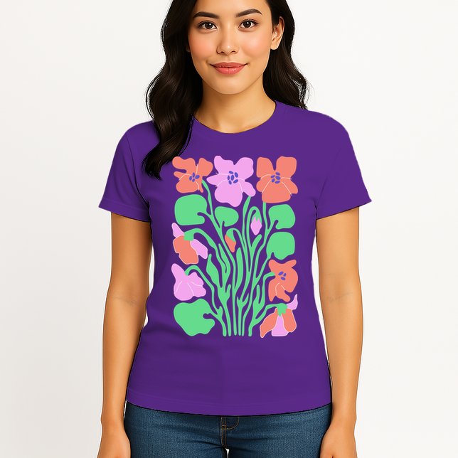 Retro Boho Flowers Floral Pattern Womens T-Shirt
