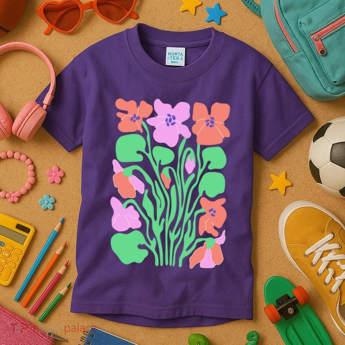 Retro Boho Flowers Floral Pattern Kids T-Shirt