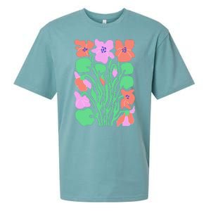 Retro Boho Flowers Floral Pattern Sueded Cloud Jersey T-Shirt