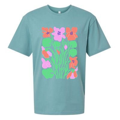 Retro Boho Flowers Floral Pattern Sueded Cloud Jersey T-Shirt