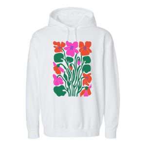 Retro Boho Flowers Floral Pattern Garment-Dyed Fleece Hoodie