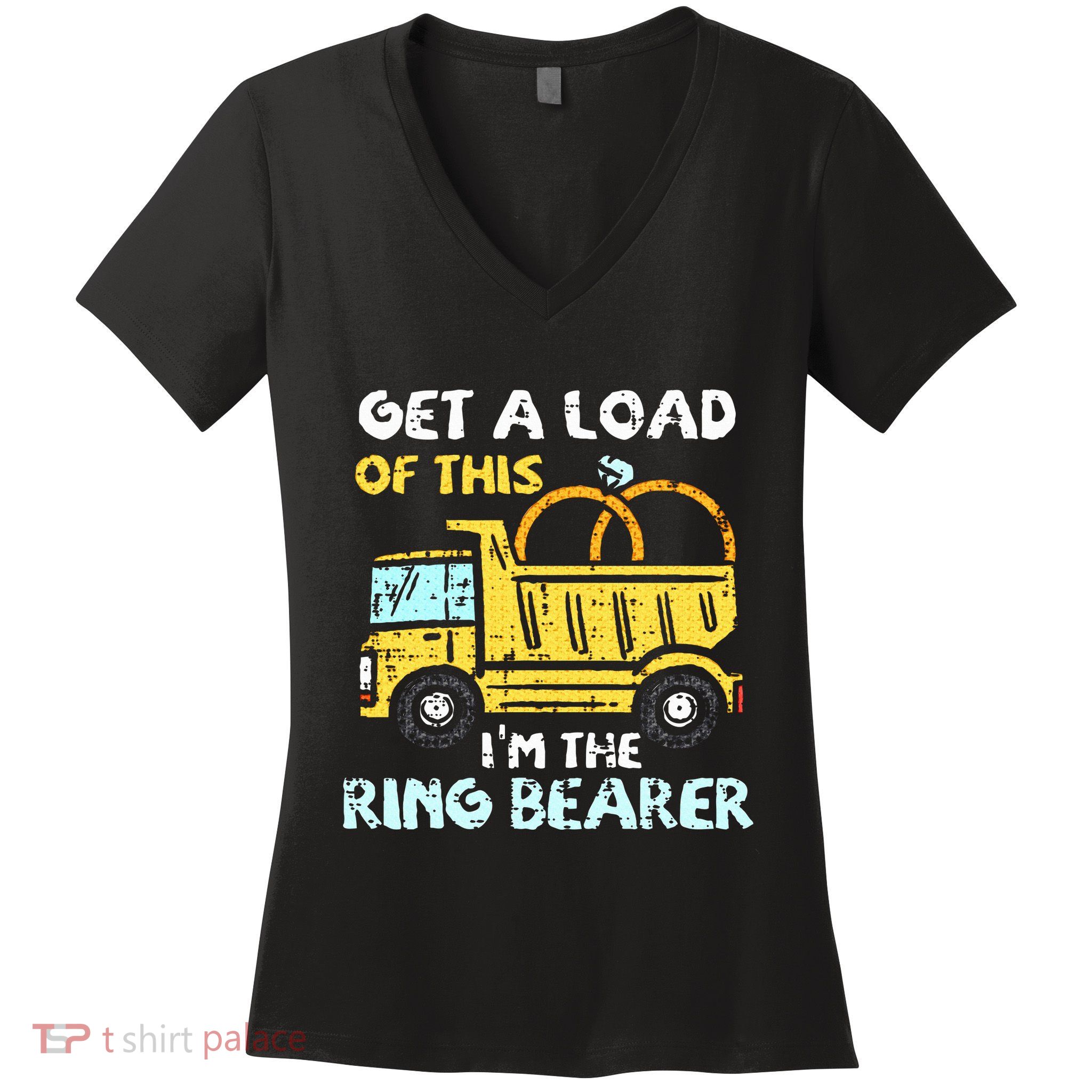 Ring Bearer Funny Wedding Party Truck Boy Women's V-Neck T-Shirt