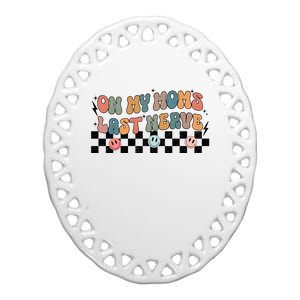 Retro Baby Funny Mom Ceramic Oval Ornament