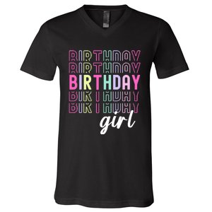 Retro Birthday For Girl Awesome Cute Birthday Party V-Neck T-Shirt