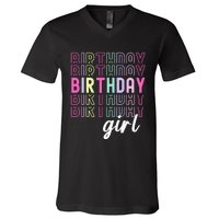 Retro Birthday For Girl Awesome Cute Birthday Party V-Neck T-Shirt