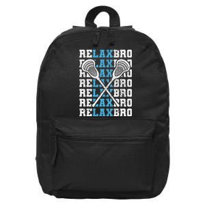 Relax Bro Funny Lacrosse Player Lax Lovers 16 in Basic Backpack