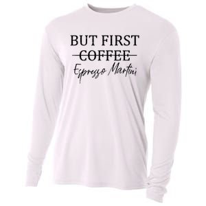 Retro But First Coffee Espresso Martini Funny Cooling Performance Long Sleeve Crew