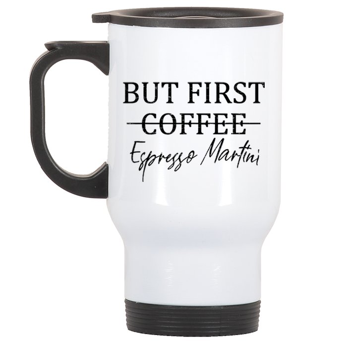 Retro But First Coffee Espresso Martini Funny Stainless Steel Travel Mug