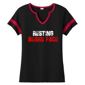 Resting Beard Face Funny Beard Parody Bearded Ladies Halftime Notch Neck Tee