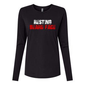 Resting Beard Face Funny Beard Parody Bearded Womens Cotton Relaxed Long Sleeve T-Shirt