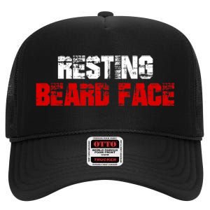 Resting Beard Face Funny Beard Parody Bearded High Crown Mesh Back Trucker Hat