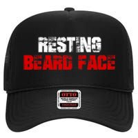 Resting Beard Face Funny Beard Parody Bearded High Crown Mesh Back Trucker Hat