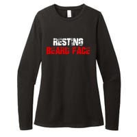 Resting Beard Face Funny Beard Parody Bearded Womens CVC Long Sleeve Shirt