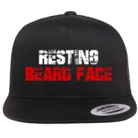 Resting Beard Face Funny Beard Parody Bearded Flat Bill Trucker Hat