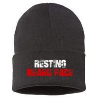 Resting Beard Face Funny Beard Parody Bearded Sustainable Knit Beanie