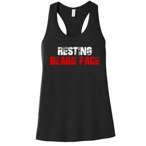 Resting Beard Face Funny Beard Parody Bearded Women's Racerback Tank