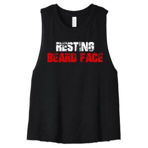 Resting Beard Face Funny Beard Parody Bearded Women's Racerback Cropped Tank