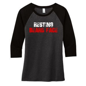 Resting Beard Face Funny Beard Parody Bearded Women's Tri-Blend 3/4-Sleeve Raglan Shirt