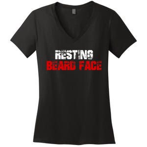 Resting Beard Face Funny Beard Parody Bearded Women's V-Neck T-Shirt