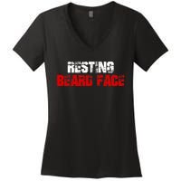 Resting Beard Face Funny Beard Parody Bearded Women's V-Neck T-Shirt