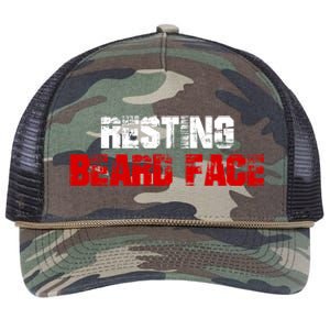 Resting Beard Face Funny Beard Parody Bearded Retro Rope Trucker Hat Cap