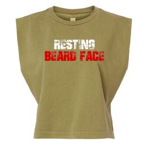 Resting Beard Face Funny Beard Parody Bearded Garment-Dyed Women's Muscle Tee