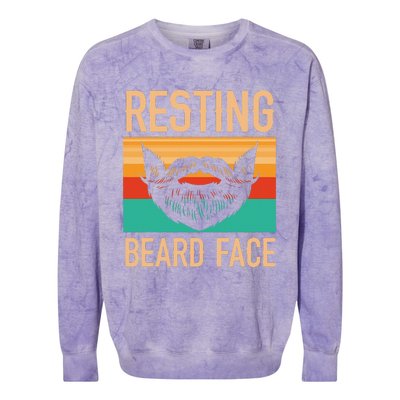 Resting Beard Face Beard Lover Bearded Guy Mustache Colorblast Crewneck Sweatshirt