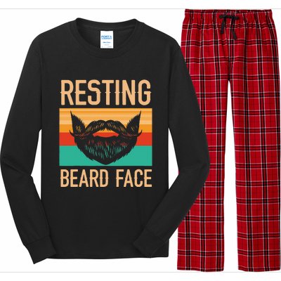 Resting Beard Face Beard Lover Bearded Guy Mustache Long Sleeve Pajama Set