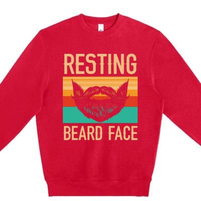 Resting Beard Face Beard Lover Bearded Guy Mustache Premium Crewneck Sweatshirt