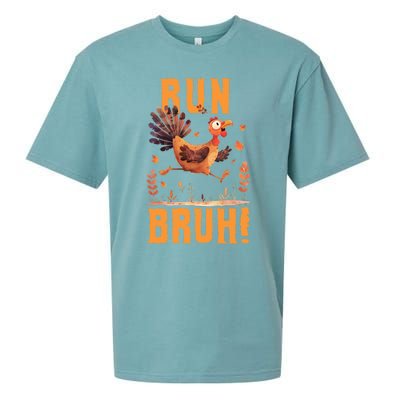 Run Bruh Funny Running Turkey Trot Fun Run Thanksgiving Gift Sueded Cloud Jersey T-Shirt