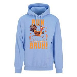 Run Bruh Funny Running Turkey Trot Fun Run Thanksgiving Gift Unisex Surf Hoodie