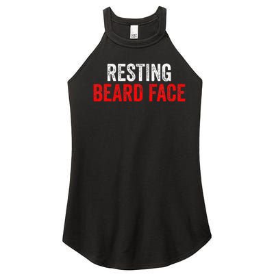 Resting Beard Face Funny Beard Parody Bearded Women’s Perfect Tri Rocker Tank