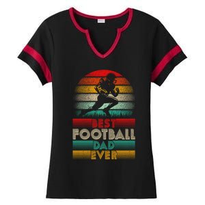 Retro Best Football Dad Ever Football Lover Fathers Day Gift Ladies Halftime Notch Neck Tee