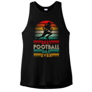 Retro Best Football Dad Ever Football Lover Fathers Day Gift Ladies PosiCharge Tri-Blend Wicking Tank