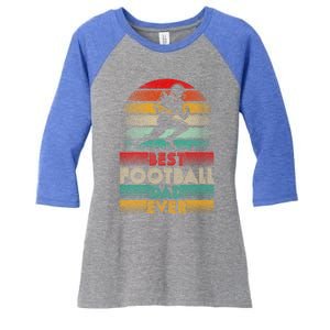 Retro Best Football Dad Ever Football Lover Fathers Day Gift Women's Tri-Blend 3/4-Sleeve Raglan Shirt