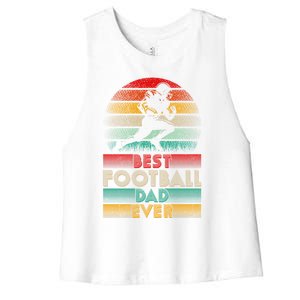 Retro Best Football Dad Ever Football Lover Fathers Day Gift Women's Racerback Cropped Tank