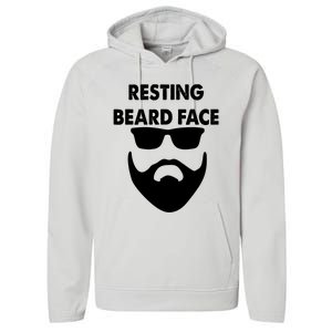 Resting Beard Face Funny Beard Performance Fleece Hoodie